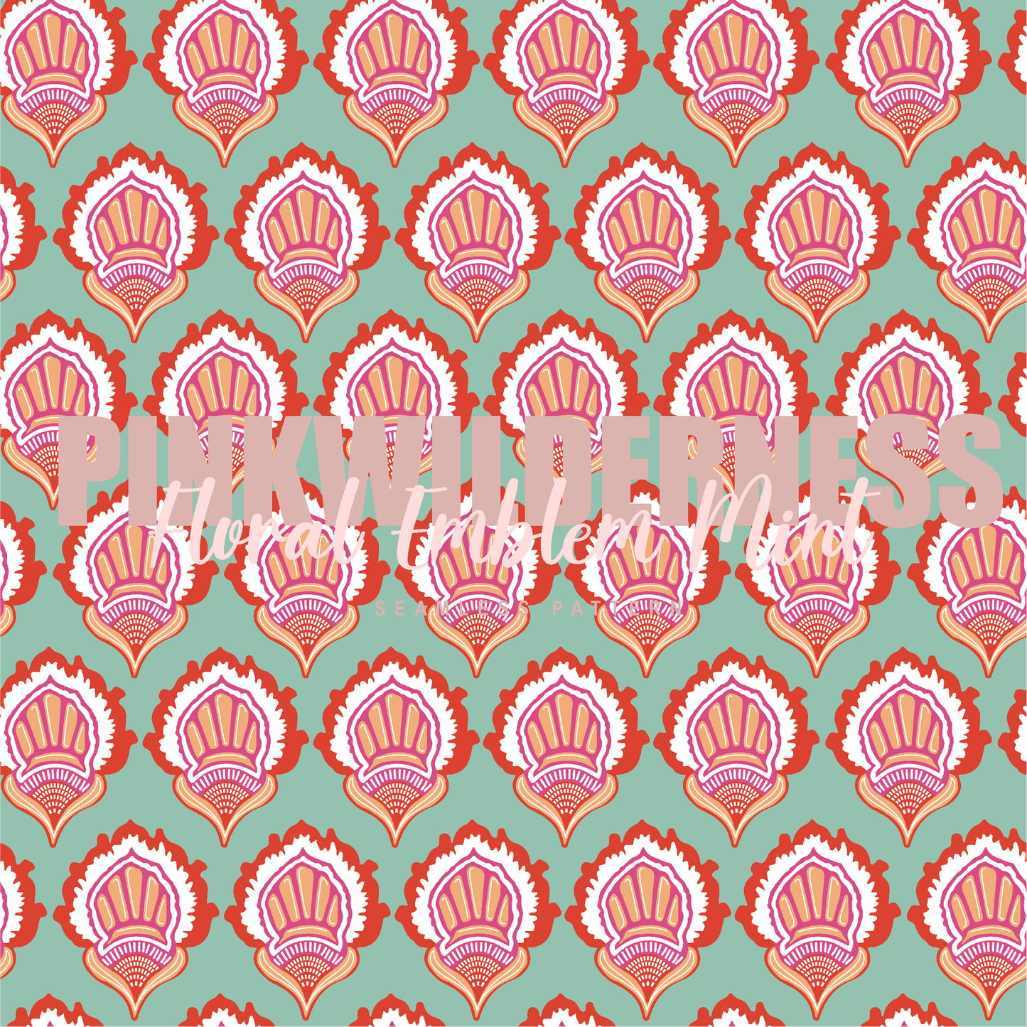 Pattern Print Pink Wilderness Floral Emblem Mint