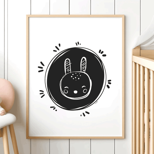 Placement Print Chalk Circle Bunny